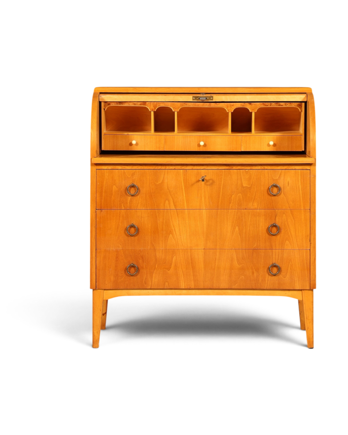 Wunderschöner Mid Century Rollladen Sekretär echt Holz Büro Schrank Vintage Schreibkommode 60s