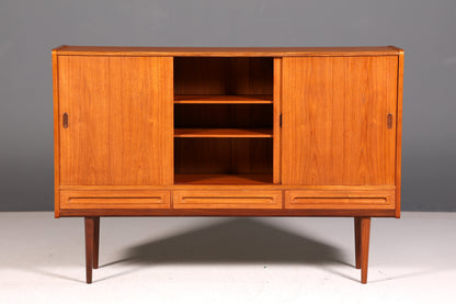 Stilvolles Mid Century Highboard Teak Holz Danish Design Sideboard Schrank Vintage Kommode Skandinavisch