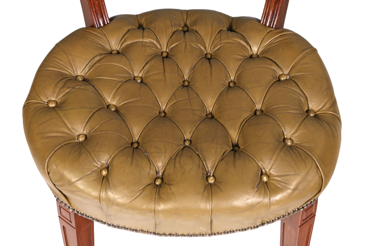 Wunderschöner Chesterfield Stuhl Anno Dom Sekretär Stuhl Englisch echt Leder Küchenstuhl 3 von 4