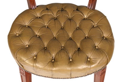 Wunderschöner Chesterfield Stuhl Anno Dom Sekretär Stuhl Englisch echt Leder Küchenstuhl 3 von 4