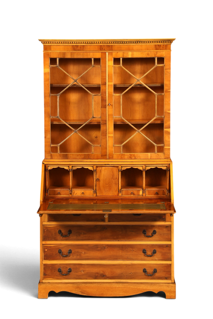G011 Finish cm, Stilvoller Englischer Sekretär Büro Aufsatzsekretär Eibe Antik Stil Vitrinen Schrank UK