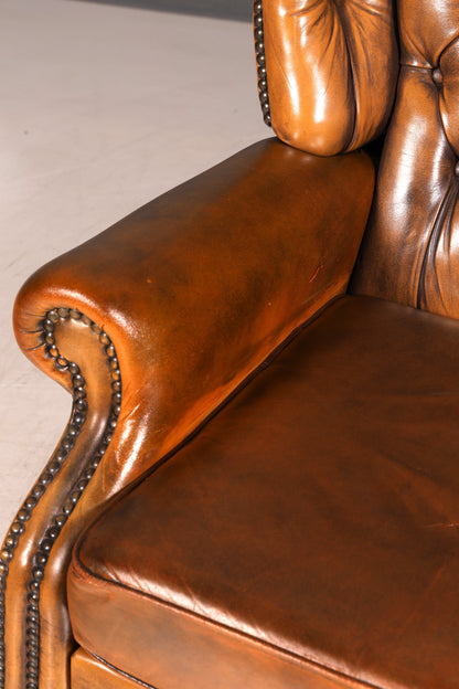 Edler Original Chesterfield Ohrenbacken Sessel Englisch Leder Herrensessel UK Armlehnsessel