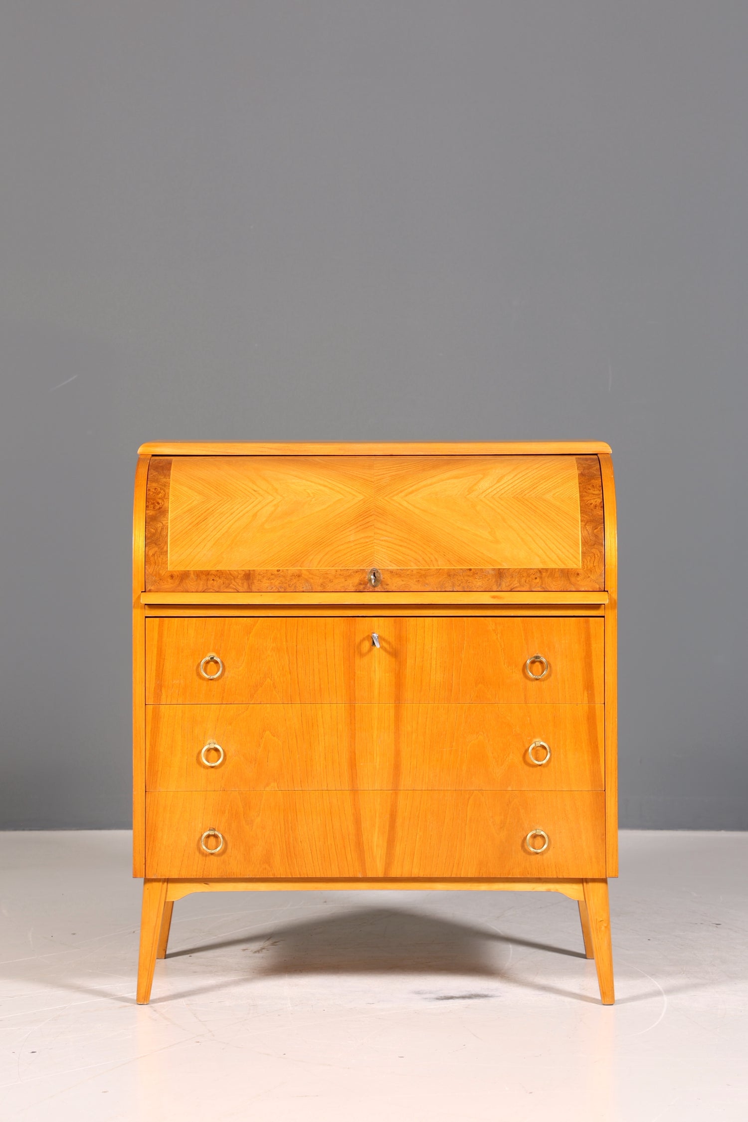 Traumhafter Mid Century Rollladen Sekretär echt Holz Büro Schrank Vintage Schreibkommode