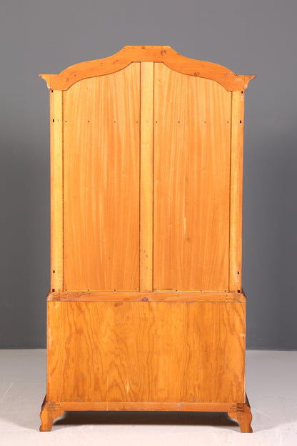 Wunderschöne Englische Vitrine Nussbaum Antik Bücherschrank Bibliothek Schubladen Massiv Holz Vintage