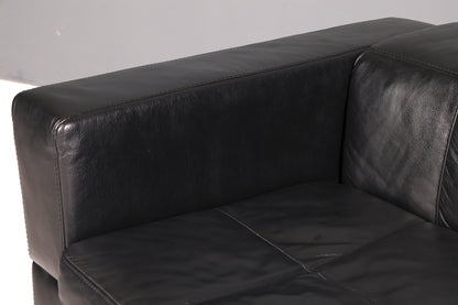 Edles MaxDivani Echtleder Sofa 3-Sitzer Designer Couch Italienisch Ledersofa Schwarz