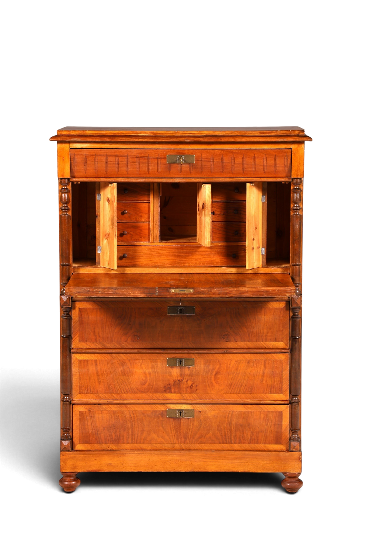 Hauptstadt Möblerei Gründerzeit Sekretär aus massivem Holz im Louis Philippe Stil mit Schubladen und Schreibklappe