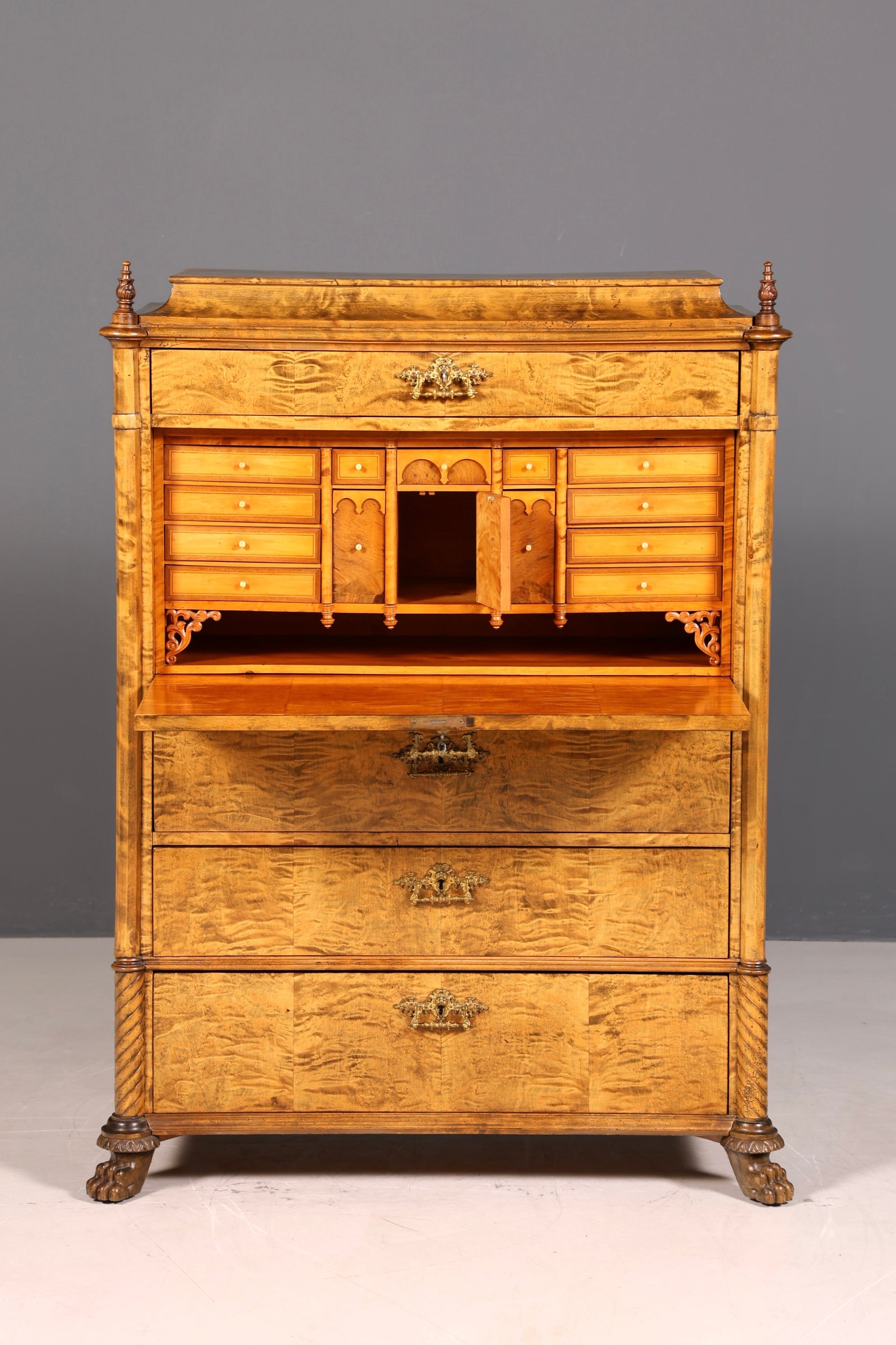 G545 Finish cm Stilvoller Biedermeier Sekretär Louis Philippe Vertiko Antik Kommode Schreibkommode Office Desk (Kopie)
