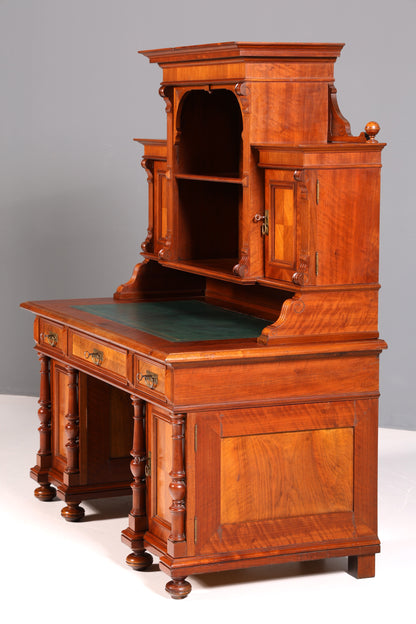 Traumhafter Gründerzeit Schreibtisch mit Aufsatz Jugendstil Bürotisch Massivholz um 1900
