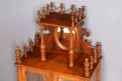 Edle Gründerzeit Vitrine um 1880 Schränkchen Antik Louis Philippe Etagere Vertiko Nussbaum Glasvitrine Bücherregal Schrank Vintage