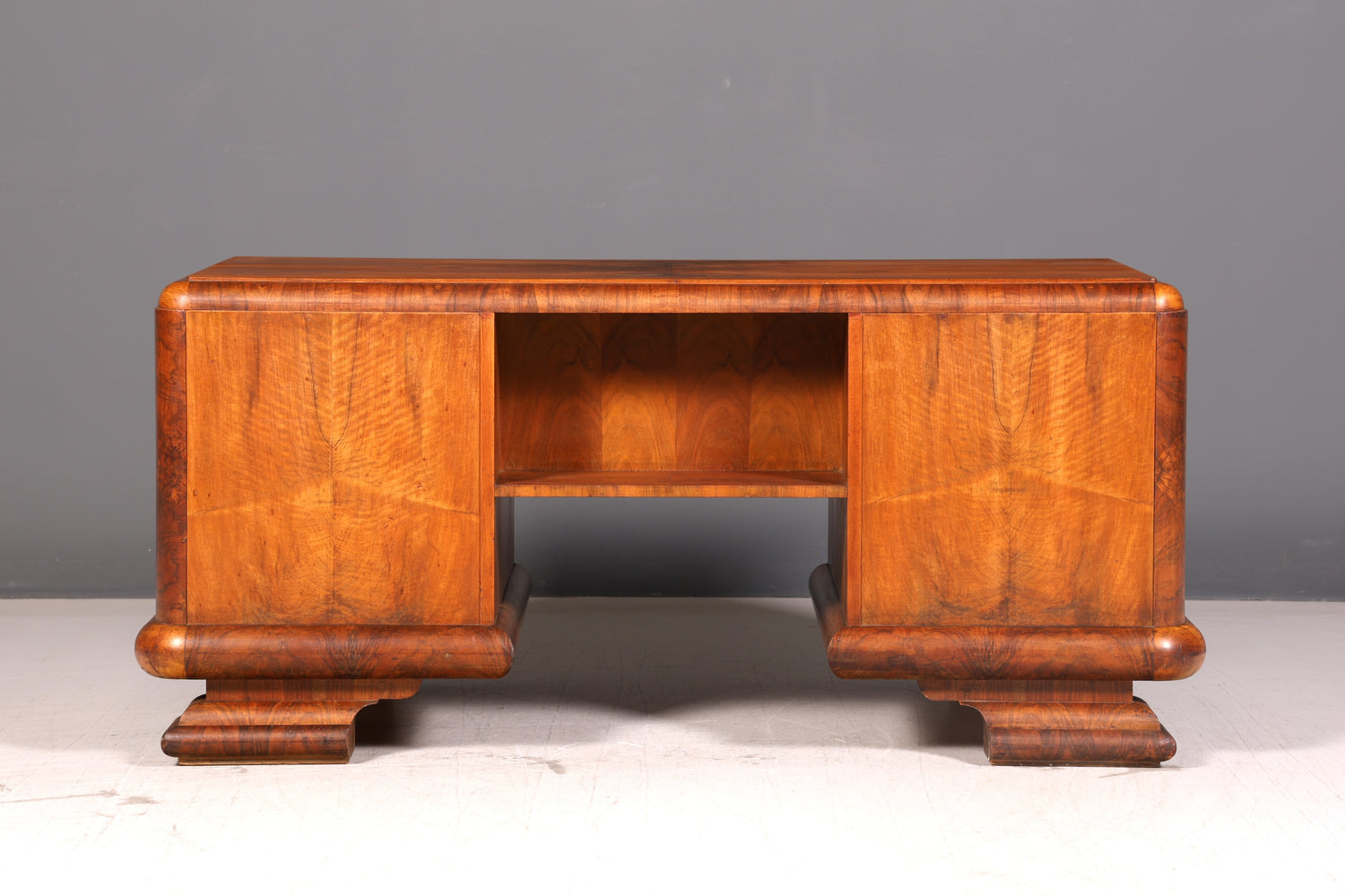Beeindruckender Original Art Deco Schreibtisch Nussbaum Bürotisch Massivholz Antik Vintage