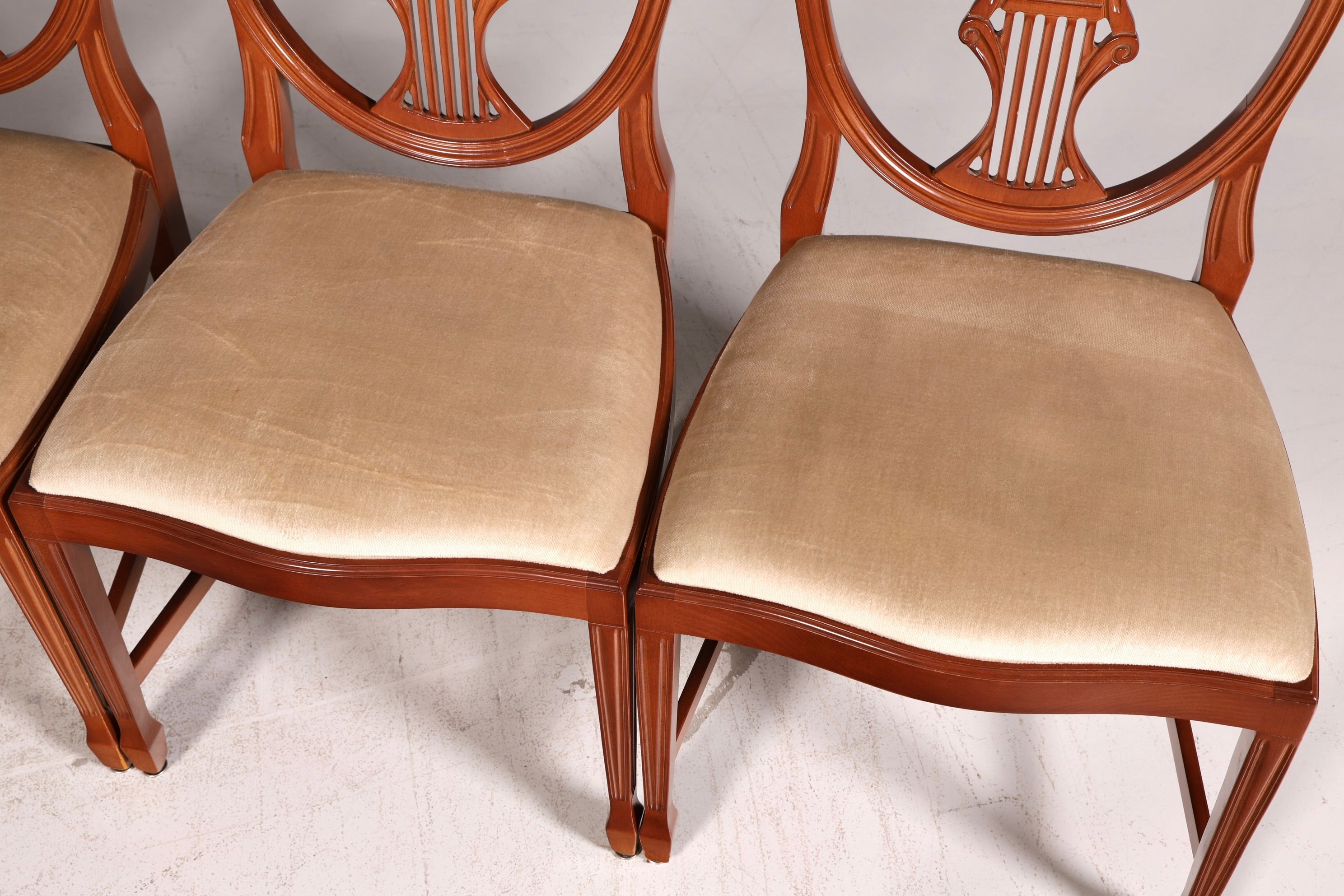 Edles 4x Englische Stühle Set Hepplewhite Stil Dining Chairs Antik Esszimmerstühle Küchenstühle Stuhlset Vintage