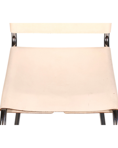 Hauptstadt Möblerei Knoll International MR Chair Freischwinger aus weißem Leder mit verchromtem Stahlrohrgestell