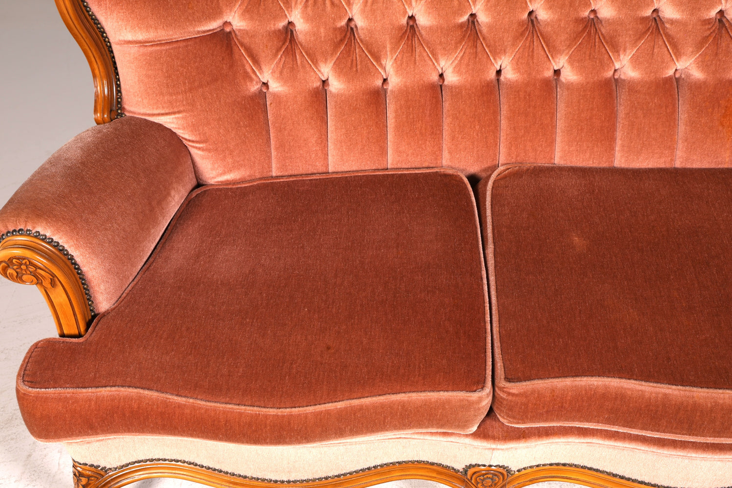Elegant Chippendale Sofa Baroque Style Velvet Fabric Couch 3-Seater Rococo Antique Upholstered Sofa