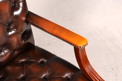 Original Chesterfield Sessel Englischer Armlehnstuhl Echt Leder Bürostuhl Lounge
