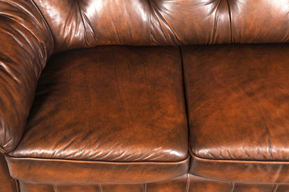 Wunderschönes Original Chesterfield Sofa 3-Sitzer Echt Leder Braun Couch Englisch Vintage
