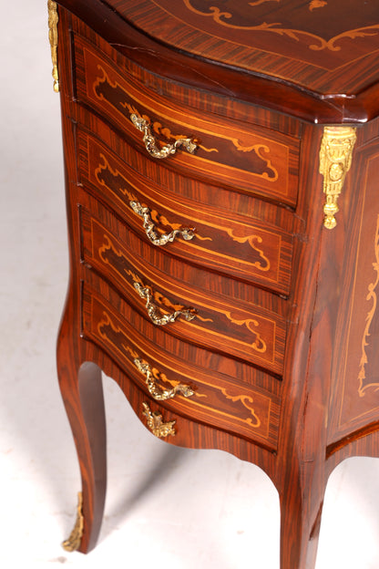 Elegant Baroque-style antique dresser, side table, brass cabinet, chest of drawers