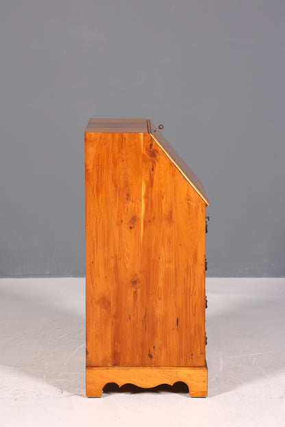 Schlichter Englischer Sekretär Englisch Schreibtisch Desk Bürotisch echt Lederauflage 60s Office Table