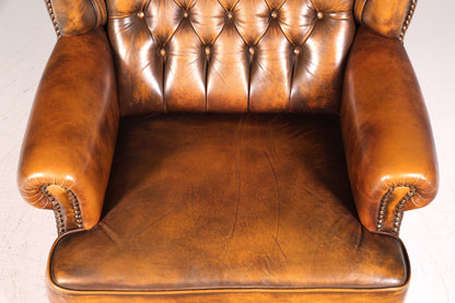 Original Chesterfield Ohrenbacken Sessel Englisch Leder Herrensessel UK Armlehnsessel