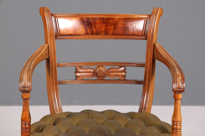 Wunderschöner Chesterfield Armlehnstuhl Anno Dom Sekretär Stuhl Englisch echt Leder Küchenstuhl 1 von 2