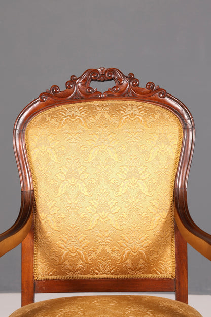 G040 Finish Edler Chippendale Armlehnsessel Barock Stil Sessel Armchair Samt Stoff Sessel