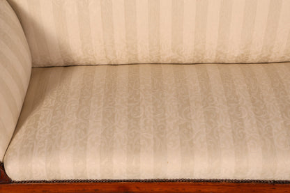 Wunderschönes Original Biedermeier Sofa Antik Louis Philippe Couch 3-Sitzer Creme Gestreift Polstersofa Récamiere