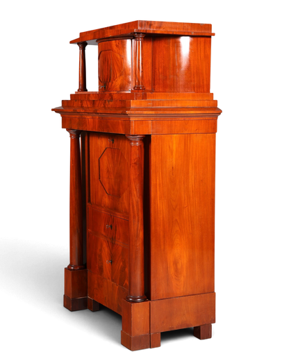 Hauptstadt Möblerei Biedermeier sekreter 1860 yapımı masif ahşap sütun detaylı antika çalışma masası