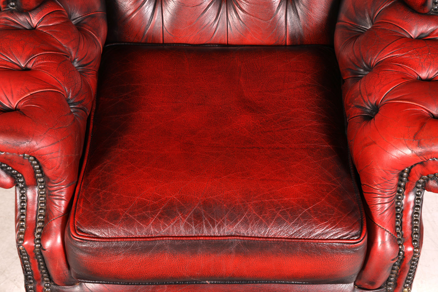 Original Chesterfield Ohrenbacken Sessel Queen Anne Englisch Oxblood Leder Herrensessel UK Armlehnsessel 2 von 2