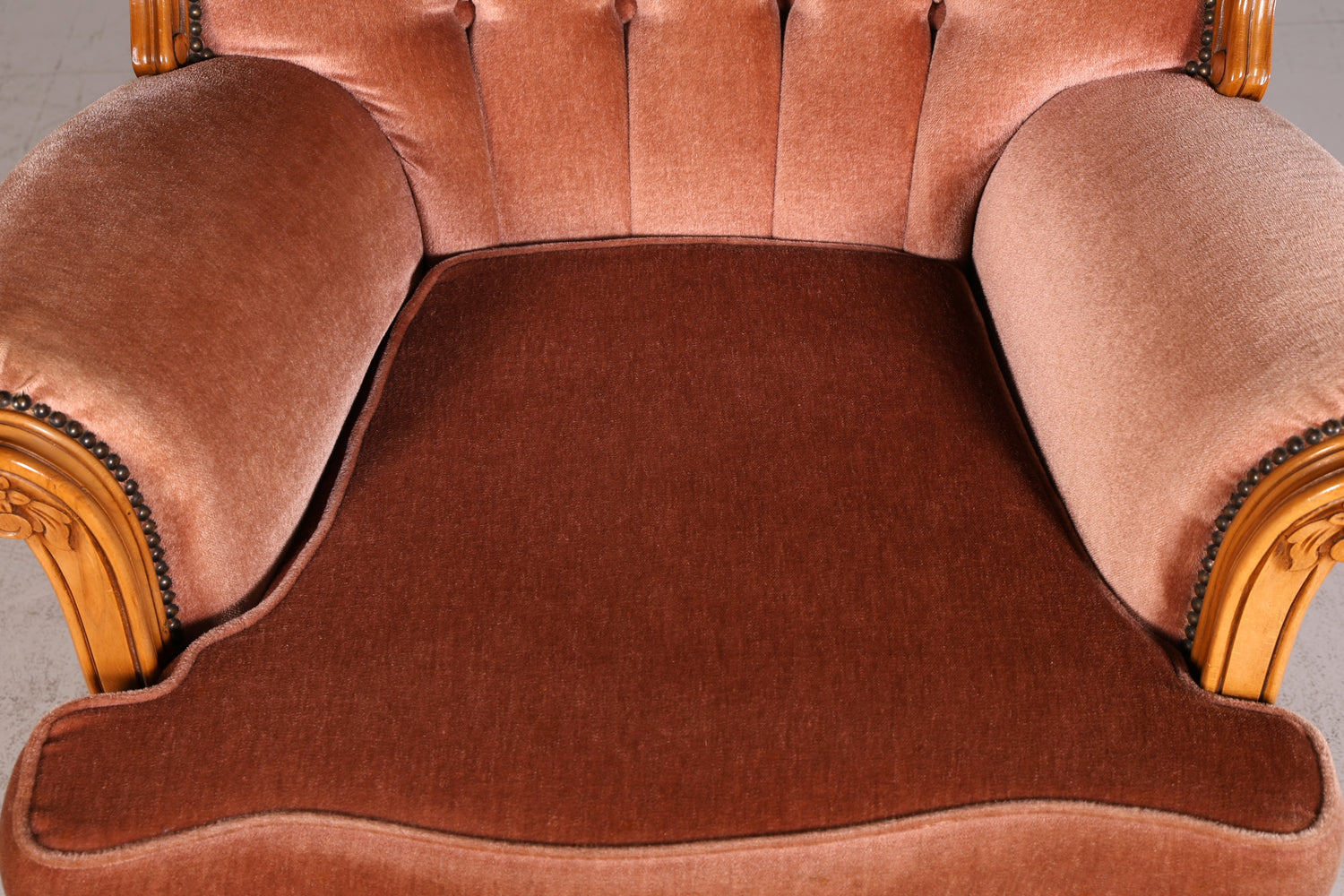 Noble Chippendale Armchair Baroque Style Velvet Fabric Armchair Rococo Antique 3 of 4