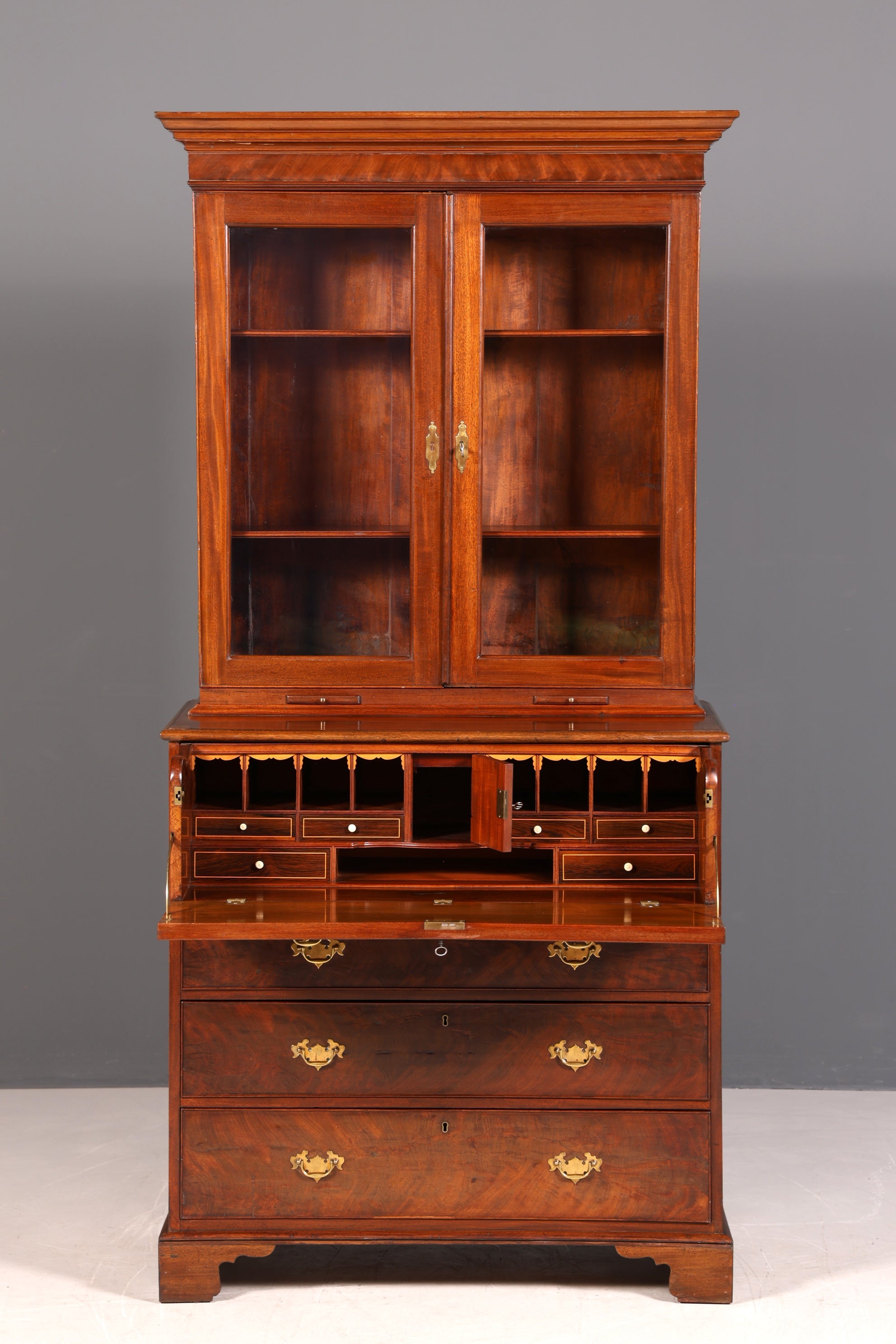 G224 Finish Wunderschöner Englischer Sekretär Büro Aufsatzsekretär Antik 60S Vitrinen Schrank UK (Kopie)