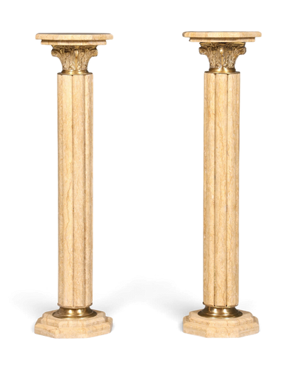 Wunderschöne Barock Stil Säule Louis XV Marmor Blumensäule Naturstein Beige Sockel Ablage 1 von 2