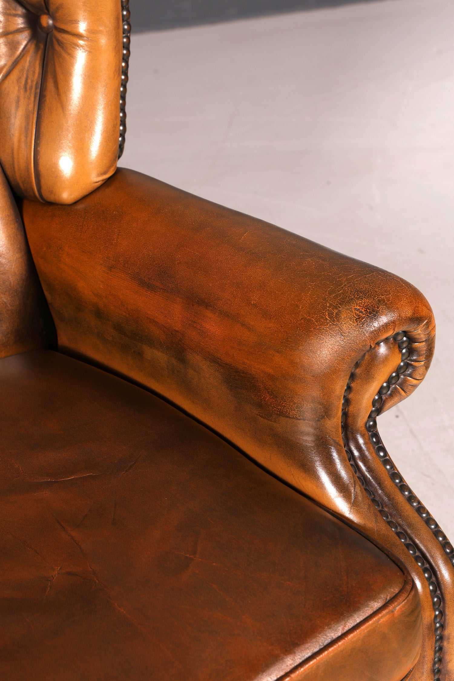 Edler Original Chesterfield Ohrenbacken Sessel Englisch Leder Herrensessel UK Armlehnsessel