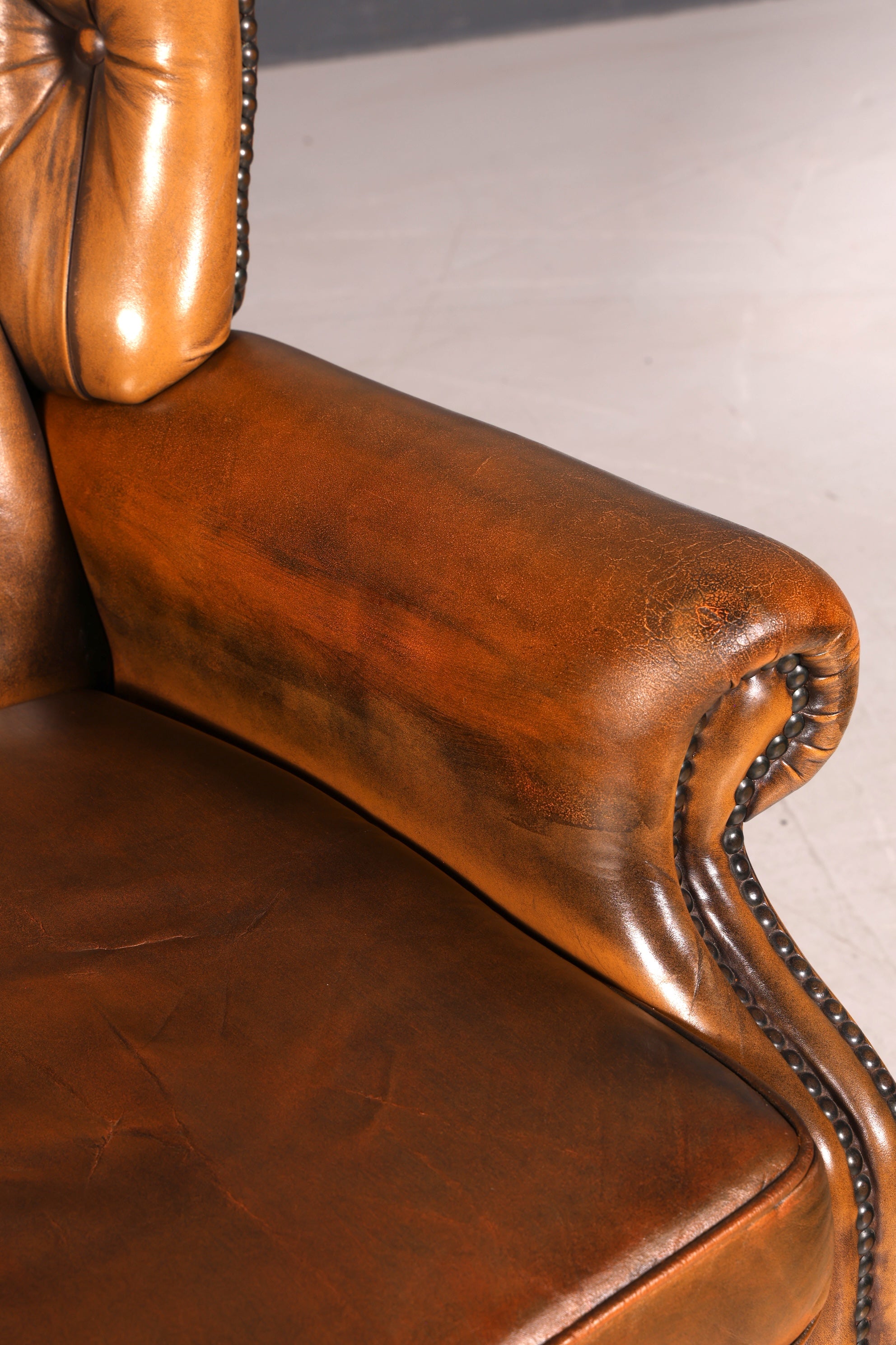 Edler Original Chesterfield Ohrenbacken Sessel Englisch Leder Herrensessel UK Armlehnsessel