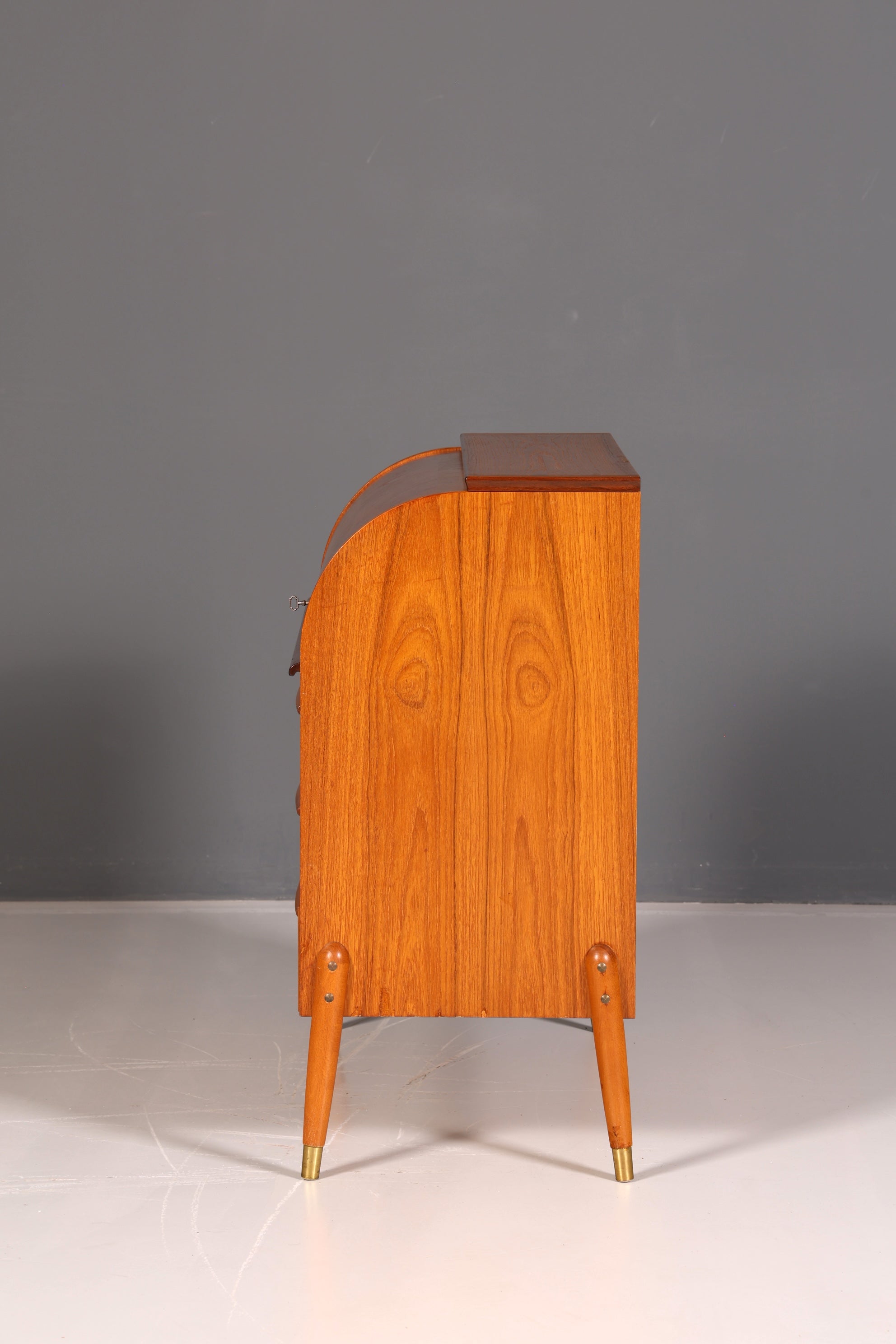 Beautiful mid-century roll-top writing bureau, desk, office cabinet, vintage 1960s wood