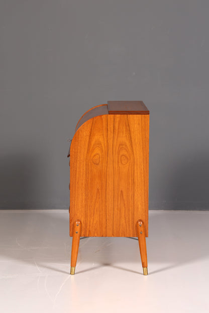 Beautiful mid-century roll-top writing bureau, desk, office cabinet, vintage 1960s wood
