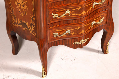 Stilvolles Barock Stil Louis XV Highboard Intarsien Vertiko Kommode Schubladenkommode