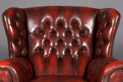Original Chesterfield Ohrenbackensessel Englisch Leder Herrensessel UK Armlehnsessel Wingback