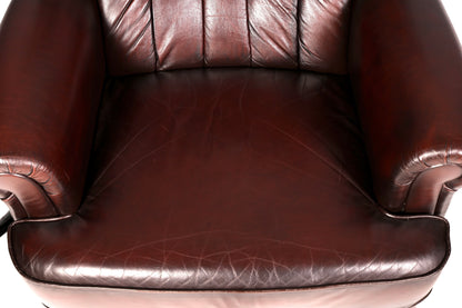 Edler Chesterfield Ohrensessel Relaxsessel Echtleder Braun Fernsehsessel Ruhesessel Ledersessel