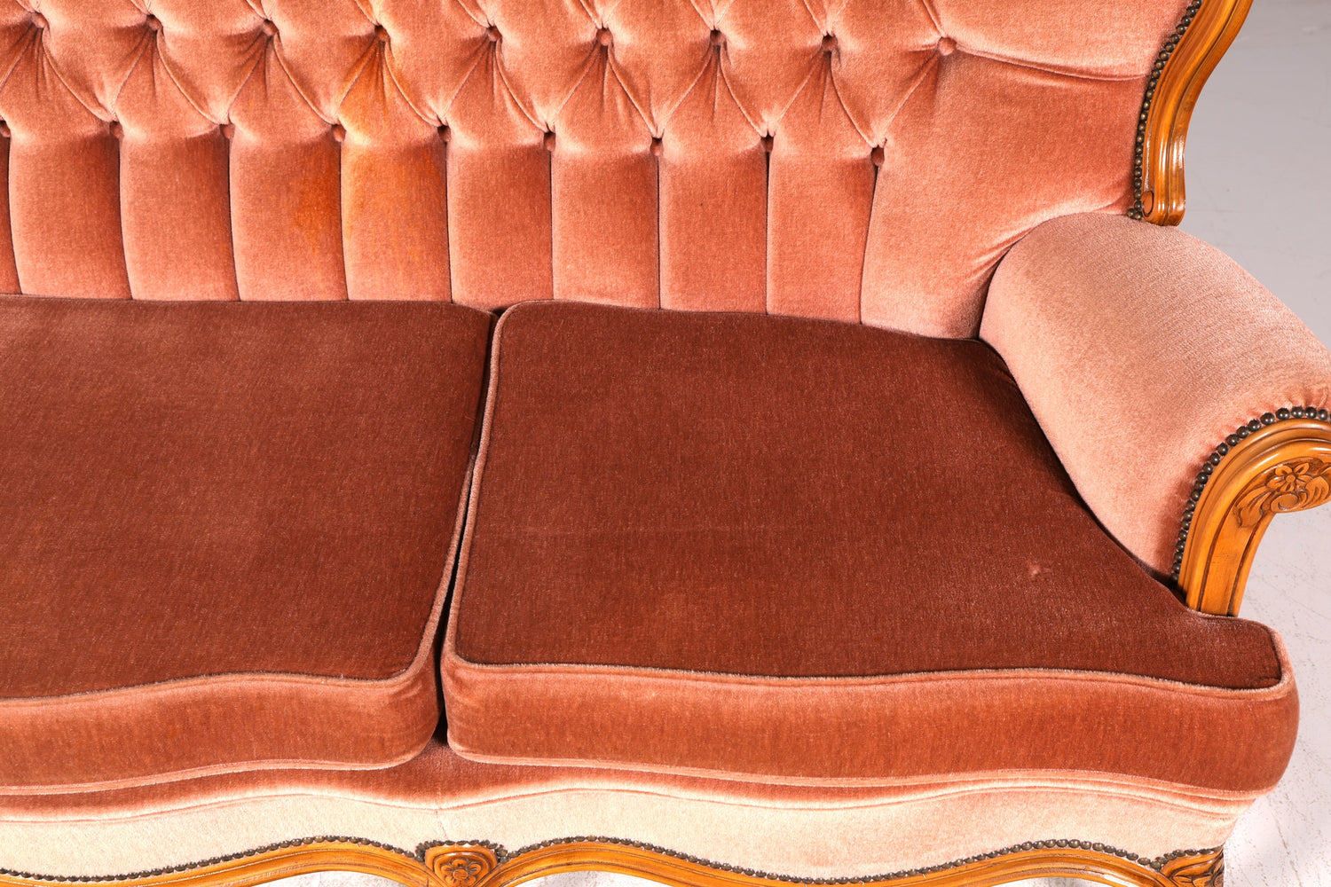 Elegant Chippendale Sofa Baroque Style Velvet Fabric Couch 3-Seater Rococo Antique Upholstered Sofa