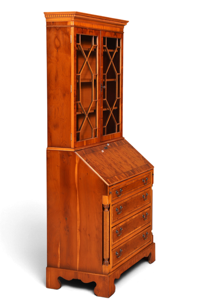 G390 Finish Stilvoller Englischer Sekretär Büro Aufsatzsekretär Eibe Antik Stil Vitrinen Schrank UK (Kopie)