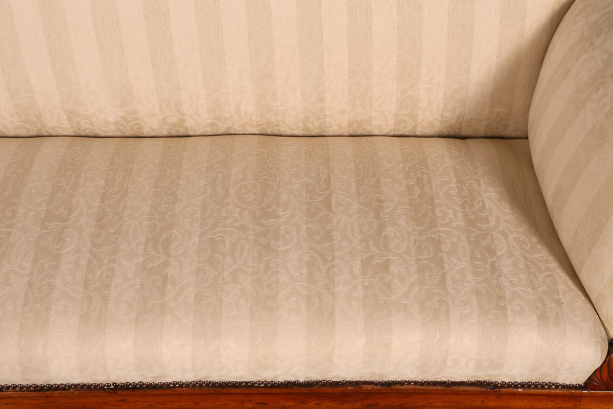 Wunderschönes Original Biedermeier Sofa Antik Louis Philippe Couch 3-Sitzer Creme Gestreift Polstersofa Récamiere