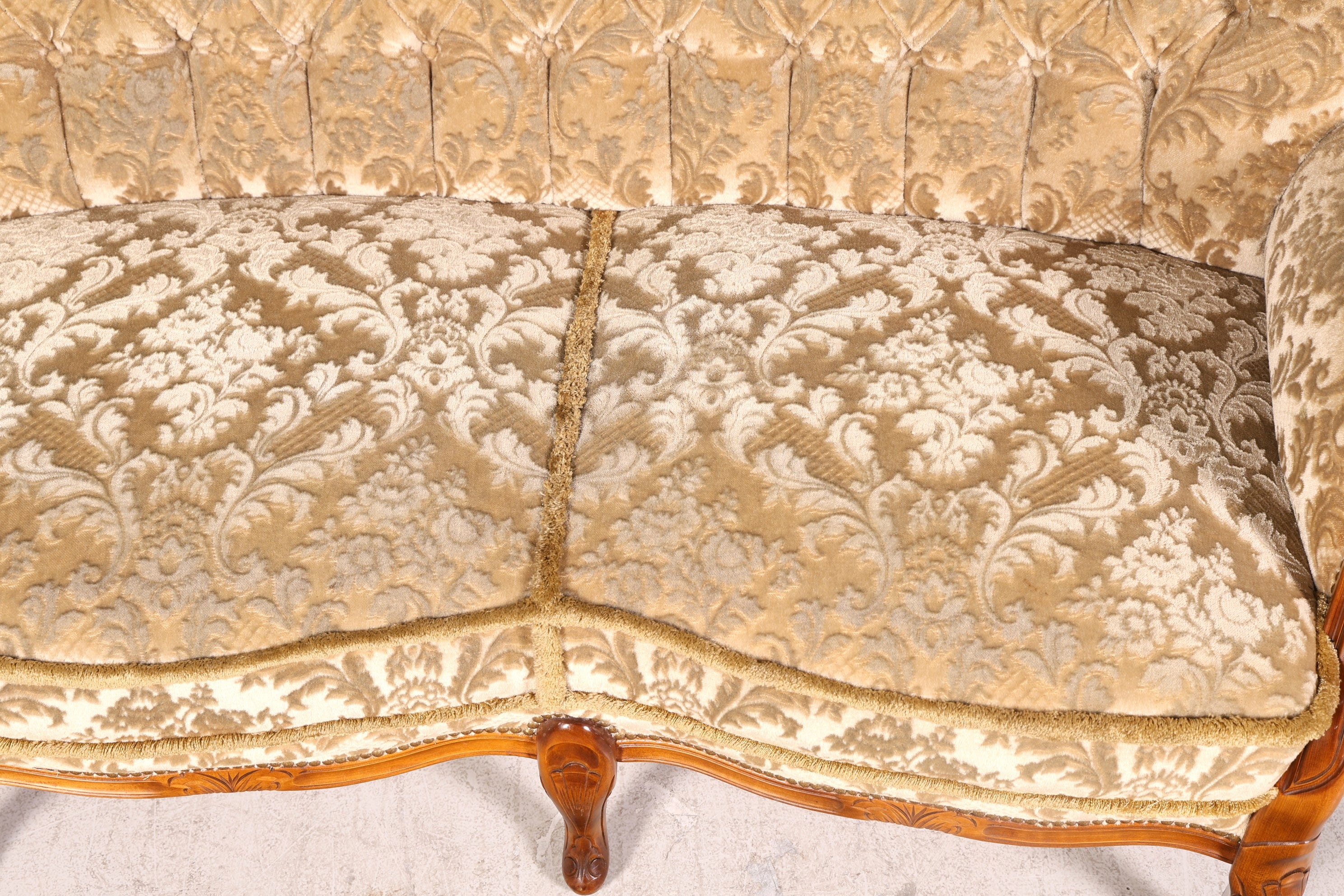 Wunderschönes Chippendale Sofa Barock Stil Couch Samt Stoff 3 Sitzer Antik Vintage