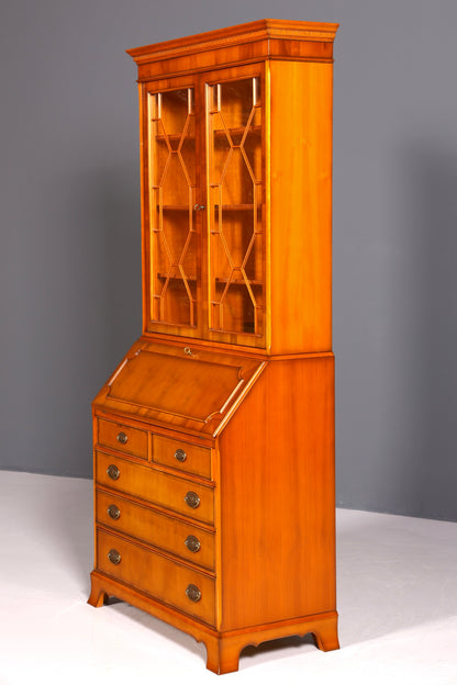 Stilvoller Englischer Sekretär Original Heldense Büro Aufsatzsekretär Eibe Antik 60S Vitrinen Schrank UK