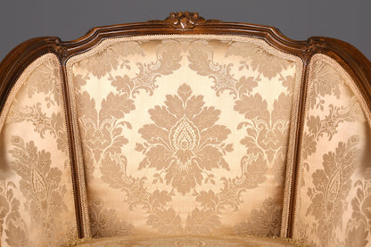 Edler Chippendale Armlehnsessel Barock Stil Samt Stoff Sessel Armchair Rococo Antik Polstersessel