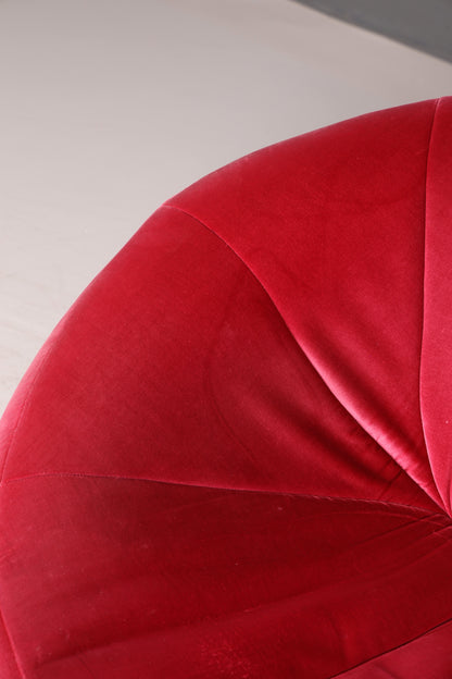 Noble Ligne Roset Pumpkin Armchair with Ottoman Pink Velvet Designer Lounge Chair Pierre Paulin Pouf Vintage