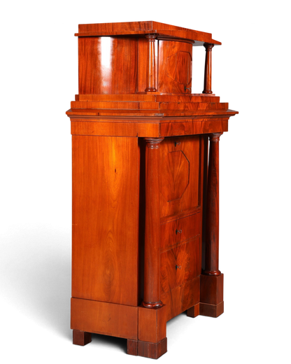 Hauptstadt Möblerei Biedermeier sekreter 1860 yılından kalma masif ahşap sütunlu antika çalışma masası ve komodin