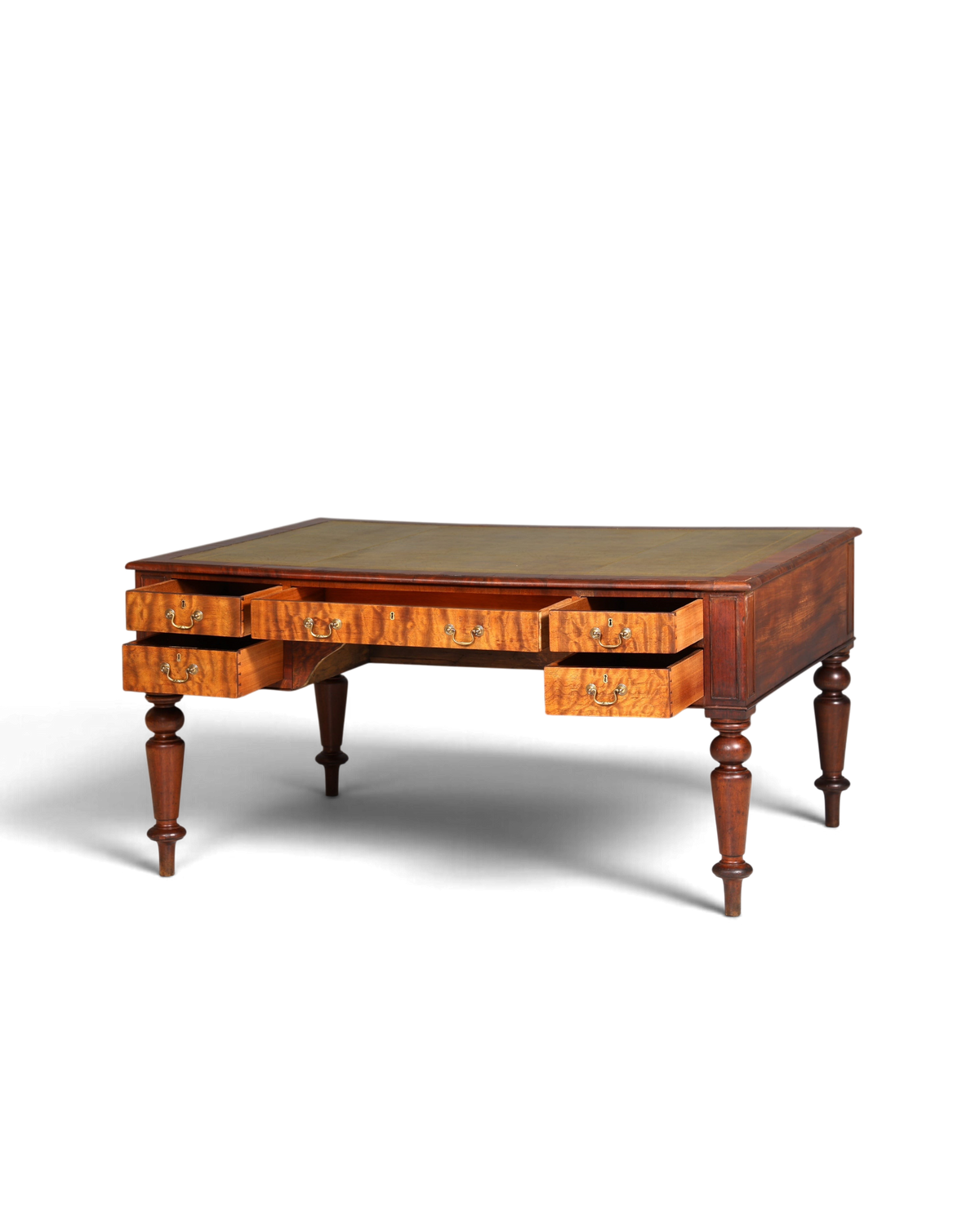 Wunderschöner Englischer XXL Schreibtisch Englisch Partner Desk Leder Auflage Antik Stil Bürotisch Office Desk