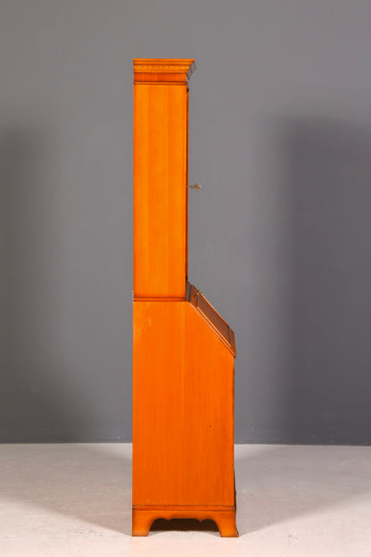 G581 Finish Stilvoller Englischer Sekretär Original Heldense Büro Aufsatzsekretär Eibe Antik 60S Vitrinen Schrank UK (Kopie)
