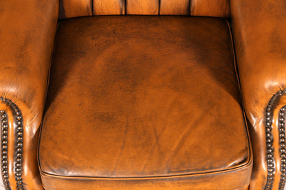 Original Chesterfield Ohrensessel Echtleder Englisch Herrensessel Ledersessel Weichleder Liegefunktion Antik Vintage
