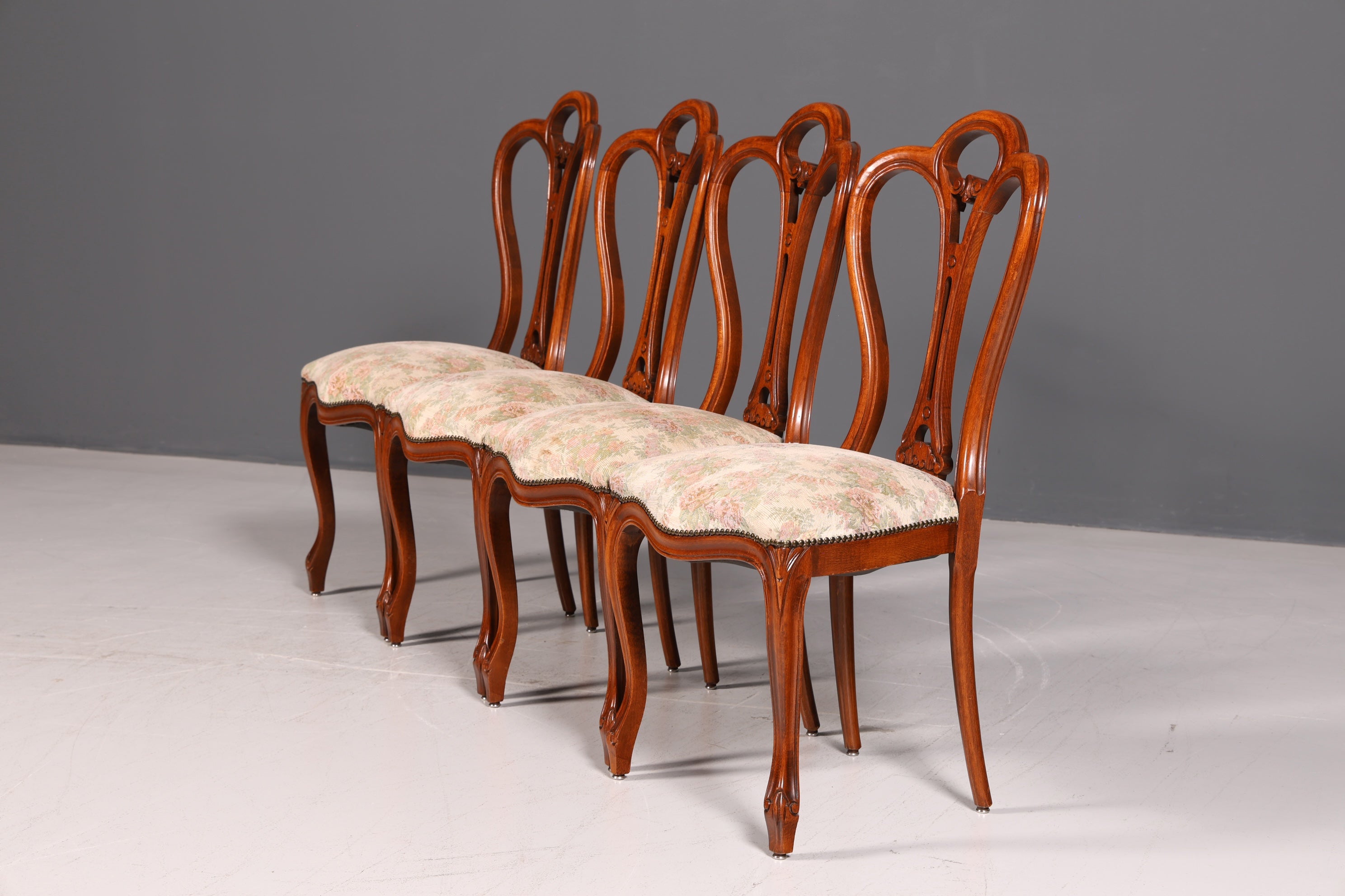 4x Traumhafte Louis Philippe Stühle um 1880 Chippendale Stuhl Set Antik Sekretär Stühle