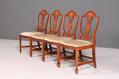 Edles 4x Englische Stühle Set Hepplewhite Stil Dining Chairs Antik Esszimmerstühle Küchenstühle Stuhlset Vintage